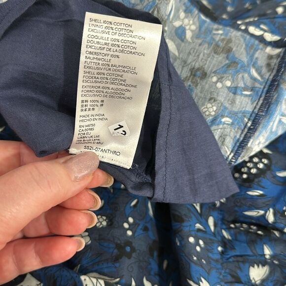 Anthropologie Othilia Dessa Ruffled Mini Dress In Blue Motif Size M - Picture 10 of 12